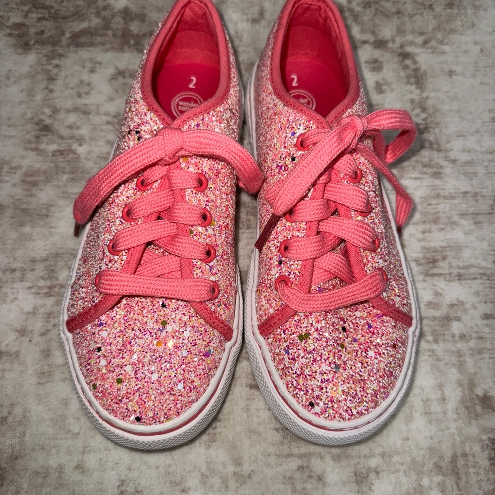 Wonder Nation Glittery Pink Sneakers Size 2 NWOT